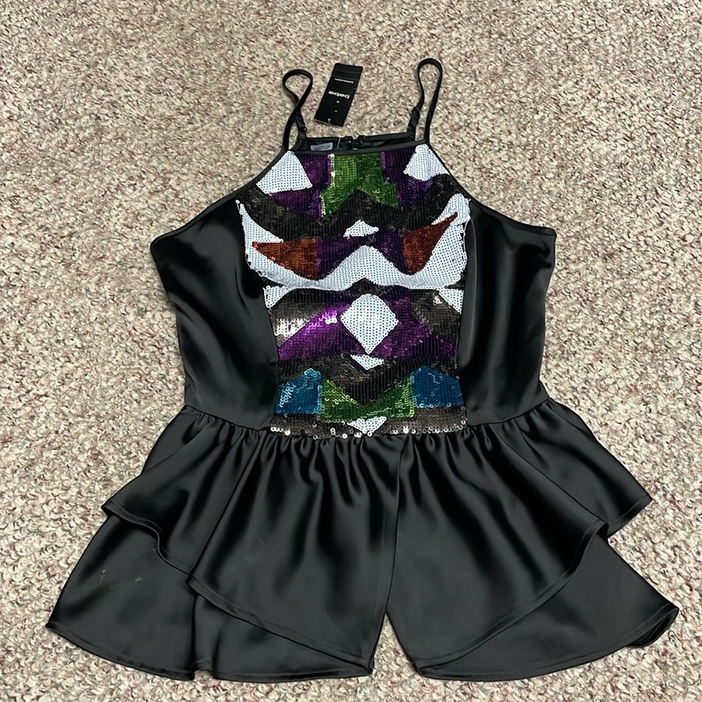Bebe sequin satin halter